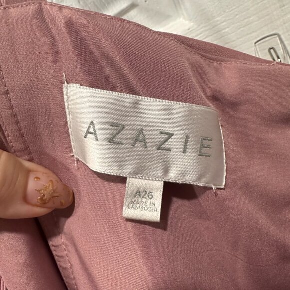 Azazie Zapheira Dusty Rose Bridesmaid Dress + Matching Salome Wrap – Size A26 - Picture 3 of 6